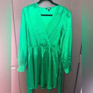Green long sleeve wrap-tie dress from Express!